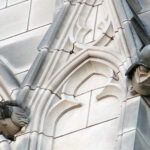 Gárgolas y figuras extrañas en la catedral de Catedral Nacional de Washington lado oscuro darth vader